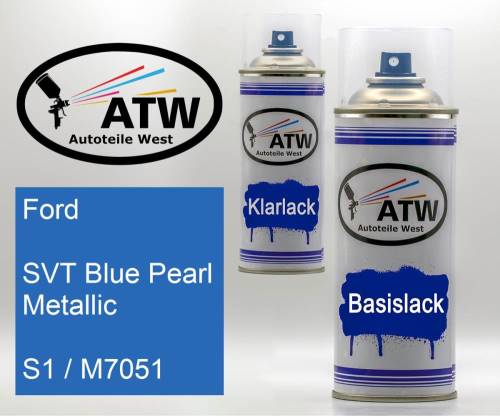 Ford, SVT Blue Pearl Metallic, S1 / M7051: 400ml Sprühdose + 400ml Klarlack - Set, von ATW Autoteile West.